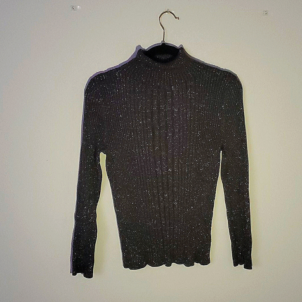 212 Collection Girl's L Sparkly Grey Turtleneck